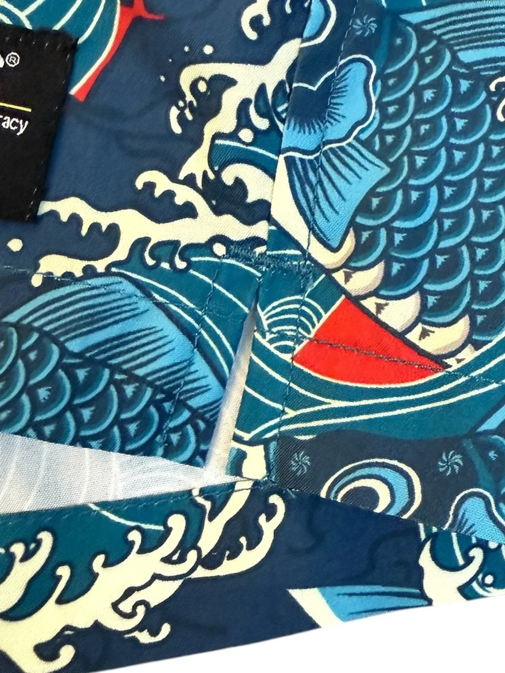 WESC Austin Koi Fish Print Unisex Pull-On Woven Shorts Teal Blue Mens M Womens L